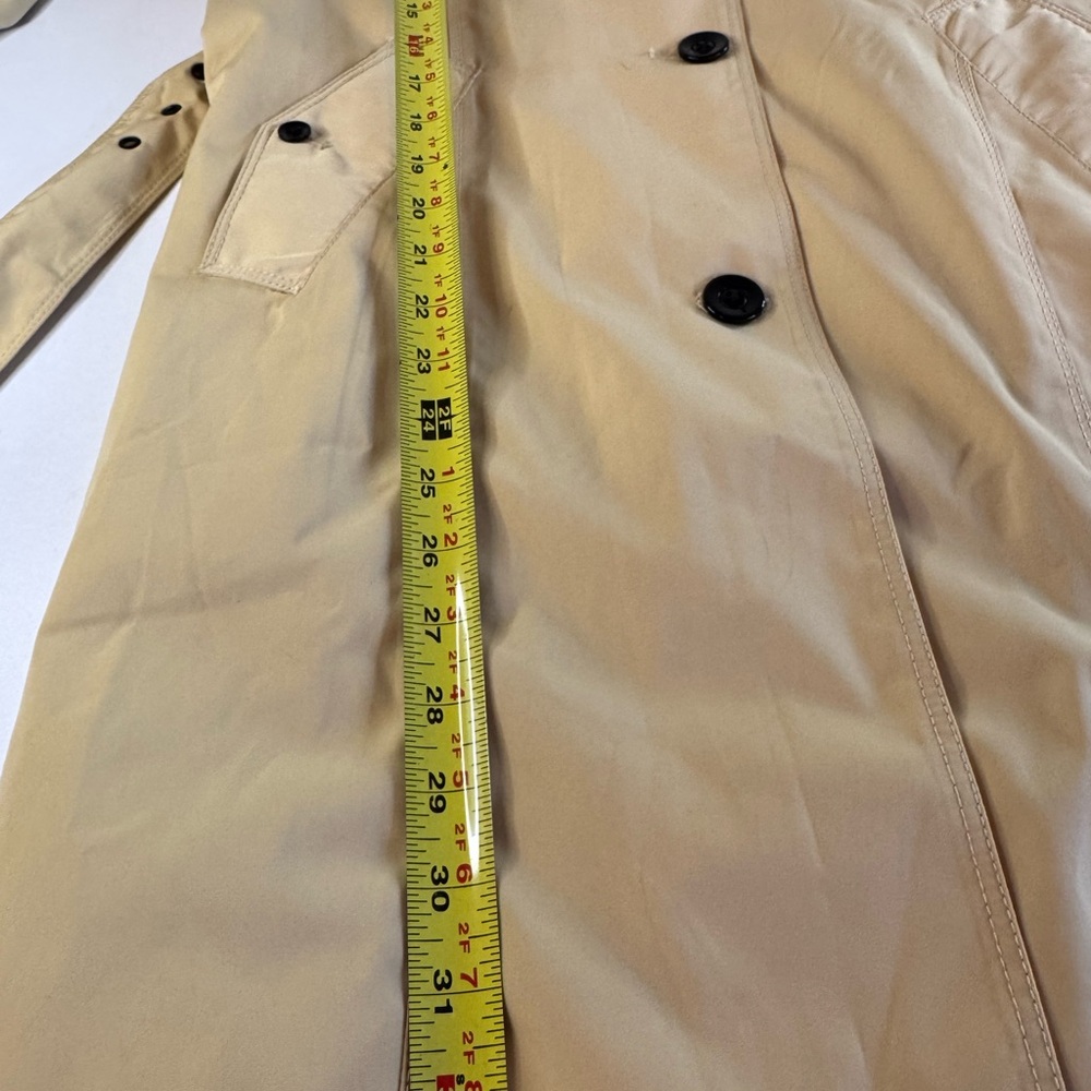 Joan Rivers Trench Rain Coat Beige Womens Small Button Front Pockets Belt Loops - Picture 11 of 14